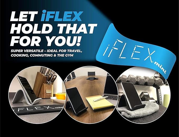 iFLEX Mini Flexible Phone Holder for Travel, Work and Home – This Travel Cell Phone Stand is The Perfect iPhone Holder and Works with Any Smartphone – Non-Slip Grip, Strong and Durable - Sky Blue