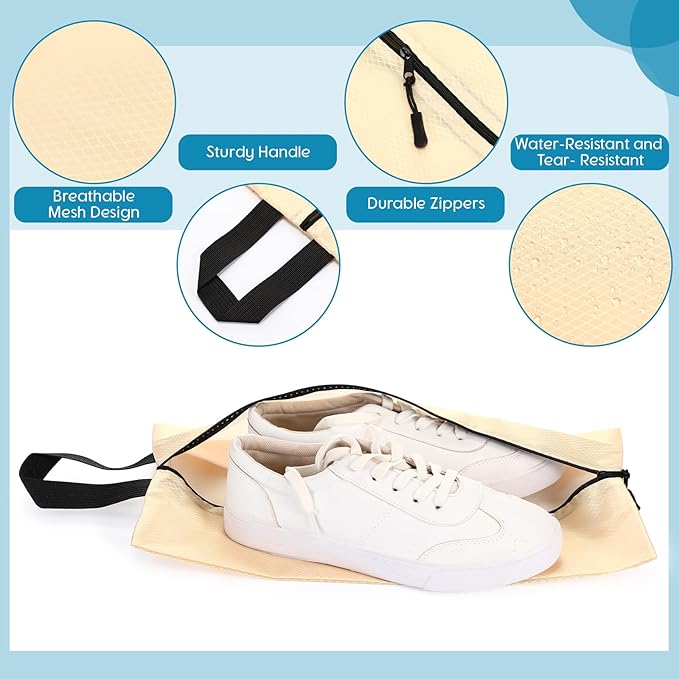6 Pcs Travel Shoe Bags with Zipper Portable Suitcase Shoe Organizer Packing for Men Women Nylon Multicolor(M,Pastel)