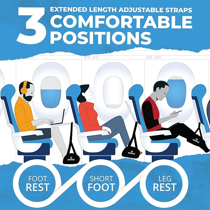 Adjustable Foot Hammock for Plane Travel – Airplane Foot Rest for Long Flight – Leg Hammock for Long Travel, Desk Leg Foot Hammock for Office - Airplane Essentials Accessories