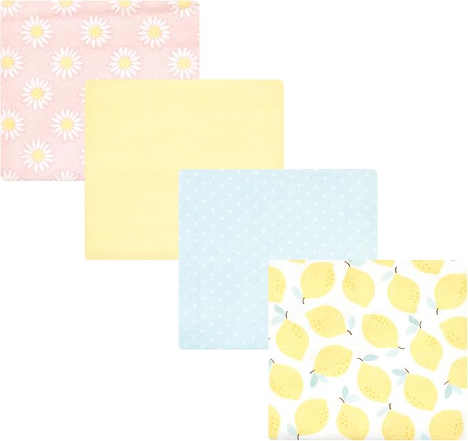 Hudson Baby Unisex Baby Cotton Flannel Receiving Blankets, Lemon Daisy, One Size