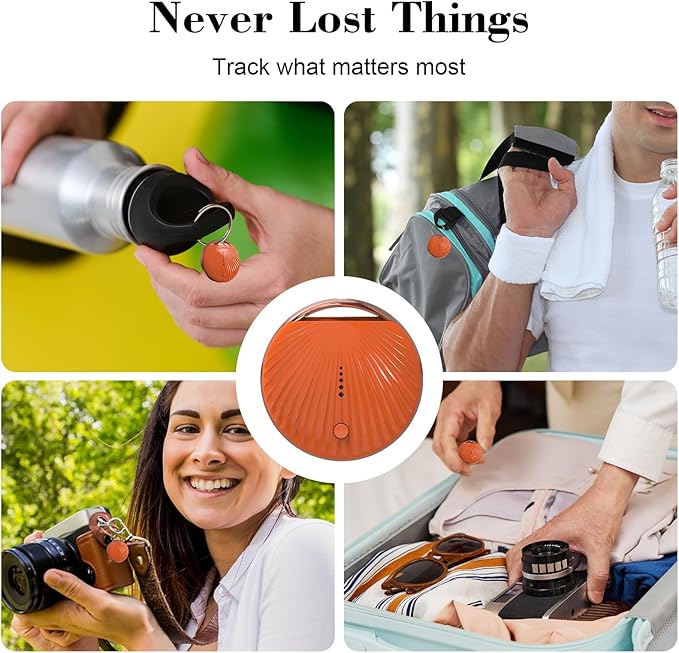 Air Tracker Tag, [MFi Certified] Smart Tag, Pet Bluetooth Tracker for Apple Find My, IP68 Waterproof,Replaceable Battery, Key Finder and Item Locator for Keys, Bags, Pets, Wallet (iOS Only)-Orange