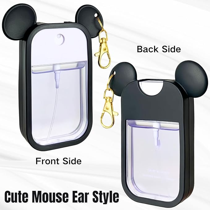 Mouse Design Silicone Case Compatible with Touchland Hand Sanitizer Spray 1 fl oz, Silicone Protective Case Holder with Keychain for Power Mist and Glow Mist, Black