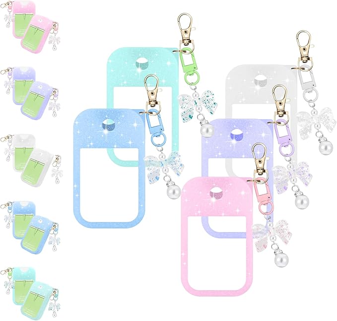 Silicone Case Compatible with Touchland Hand Sanitizer Spray Mist 1 oz with Bow Keychain