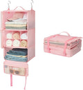 GRANNY SAYS Hanging Packing Cubes for Travel, Large Portable Hanging Suitcase Organizer, Foldable Compression Luggage Organizer Bags for Clothes, Carry on Closet Suitcase, XL-Pink Travel Shelves