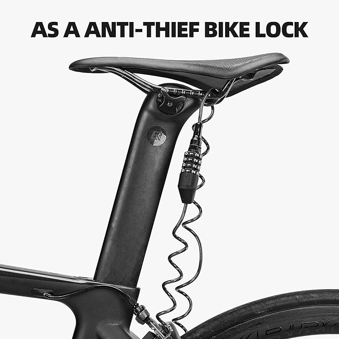ROCKBROS Motorcycle Helmet Lock Bike Cable Lock Lightweight Combination Small Resettable Bike Wheel Lock for Strollers, Luggage