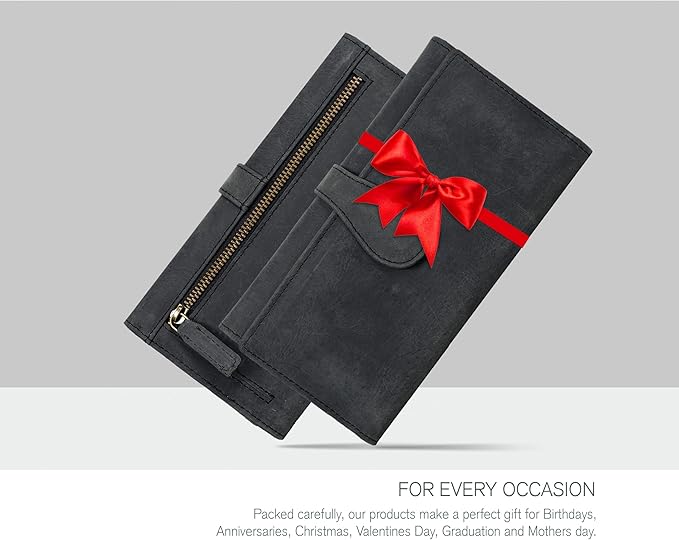 Real Leather Women Wallet Leather with RFID Blocking -Trifold Card Holder Designer Ladies Clutch with ID Window Wallets
