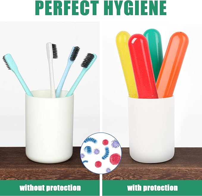 Hooqict 4 Pack Travel Toothbrush Case Portable Travel Toothbrush Holder Plastic Toothbrush Container Protector Cover for Traveling, Camping, Home, School, Business