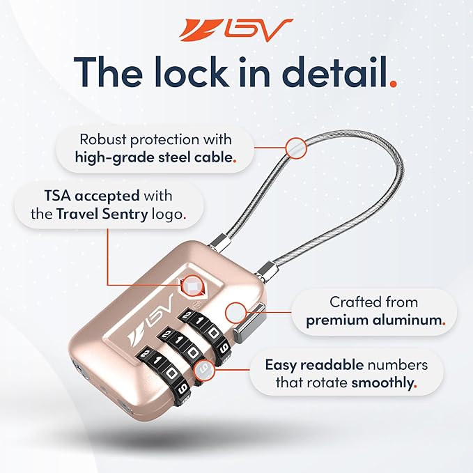 TSA Accepted Luggage Travel Lock, Set-Your-Own Combination Lock for School Gym Locker, Luggage Suitcase Baggage Locks, Filing Cabinets, Toolbox, Case (Titanium, 2 Pack)