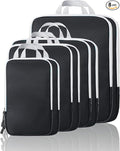 Compression Packing Cubes, 8 Set Packing Cubes for Travel Compression, Lightweight Compressible Package Organizer for Carry On and Suitcases, Black and Grey