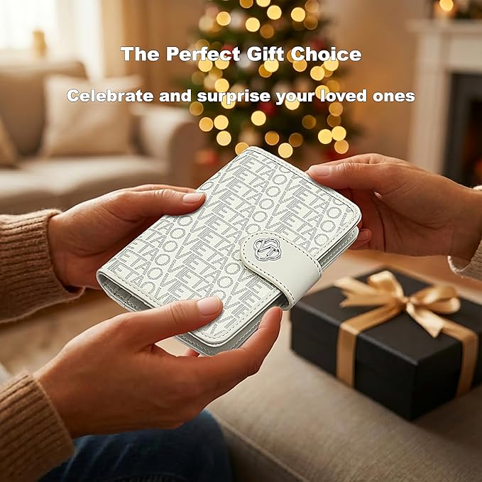Passport Holder for Travel, RFID Blocking Leather Airtag Wallet for Women Men, Large Passport Cover Essentials Gift, Tickets, Cash, Photo, Sim Card Pen Slot, White