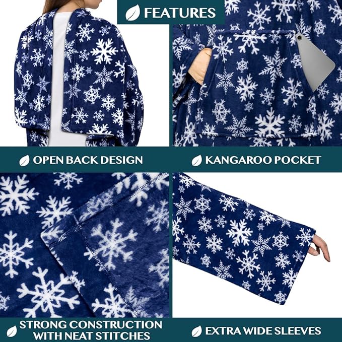 PAVILIA Blanket with Sleeves for Adult Women Men, Soft Warm Wearable Blanket Fleece Wrap Throw, Robe Blanket Gift