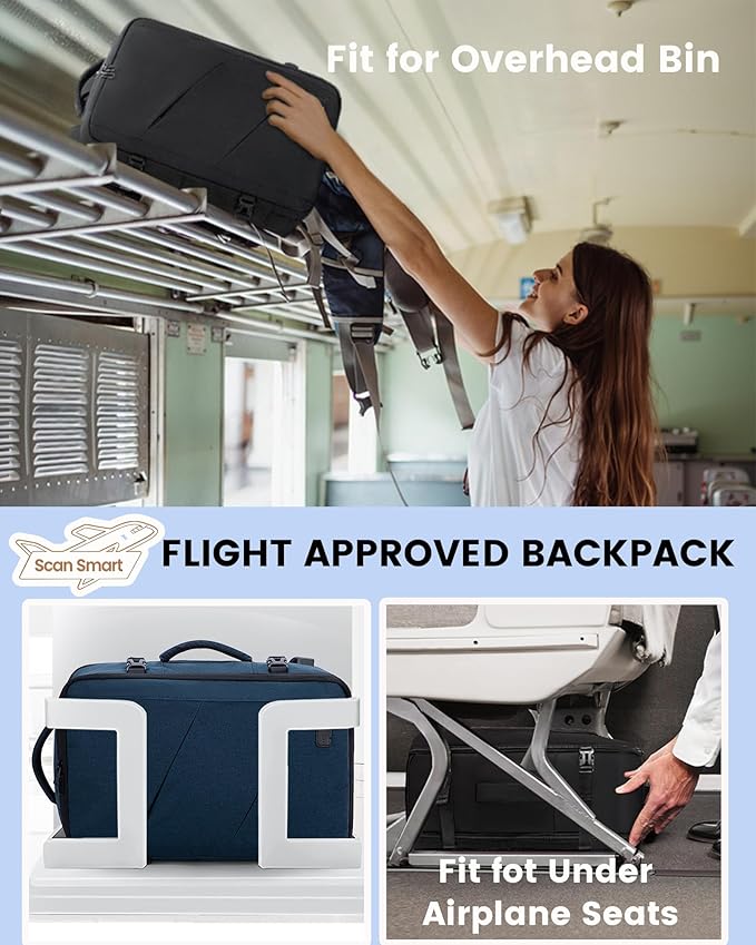 LOVEVOOK Carry on Travel Backpack, Large 50L for Men & Women Flight Approved with USB Charging Port&3 Packing Cubes, Large Suitcase Water Resistant Luggage Daypack Business Weekender Bag, Navy Blue