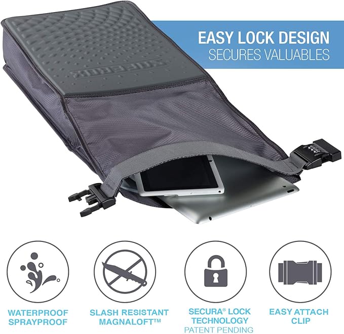 Lewis N. Clark Safebox Portable Safe with Anti Theft Combination Lock and Slash Resistant Material to Protect Wallet, iPhone and Valuables at the Beach, Pool, Camping + Hotel, Small