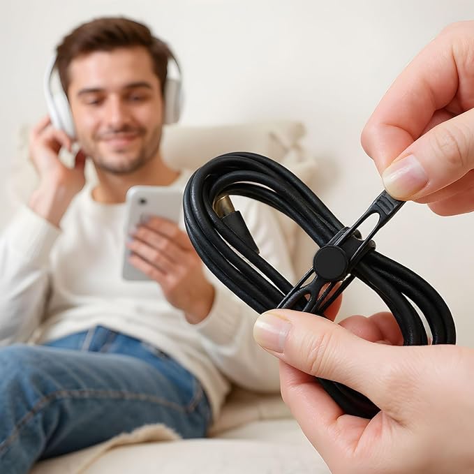 Data Cable Organizer, 2025 New Elastic Silicone Cable Straps Cord Organizer, Reusable Cable Ties Wire Organizer for Bundling and Fastening Earphone, Phone Charger (18 Pcs)