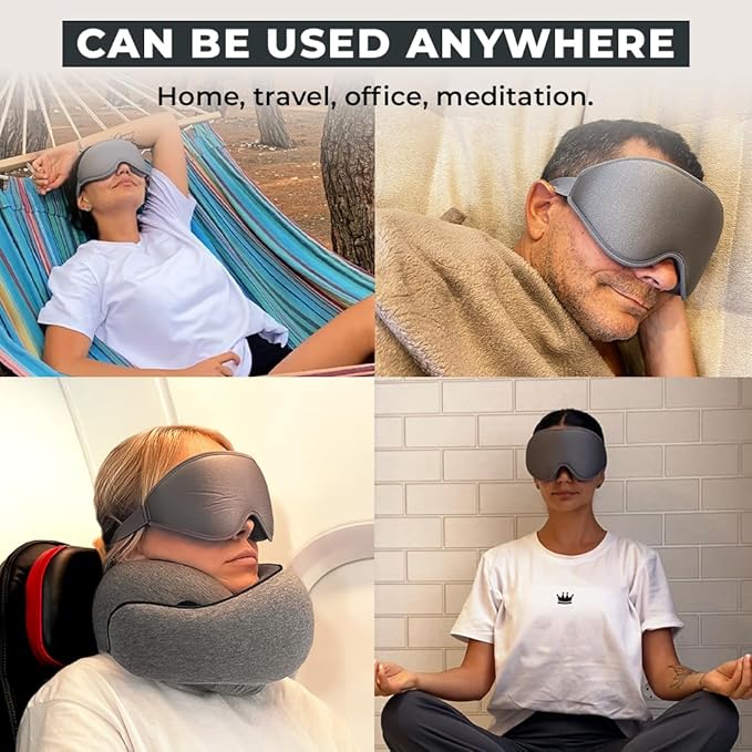 FlyHugz® 3D Travel & Home Sleep Mask|Ultra-Soft, 100% Light-Blocking Eye Mask for Deeper Sleep,Adjustable Strap with Nose Bridge Design|Perfect for Travel and Insomnia