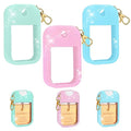 AIERSA 3Pcs Hand Sanitizer Spray Case Compatible with Touchland,Rabbit Ears Design Silicone Hand Sanitizer Case Holder with Keychain for Touch Land Mist Case 1FL. OZ（Green+Pink+Blue