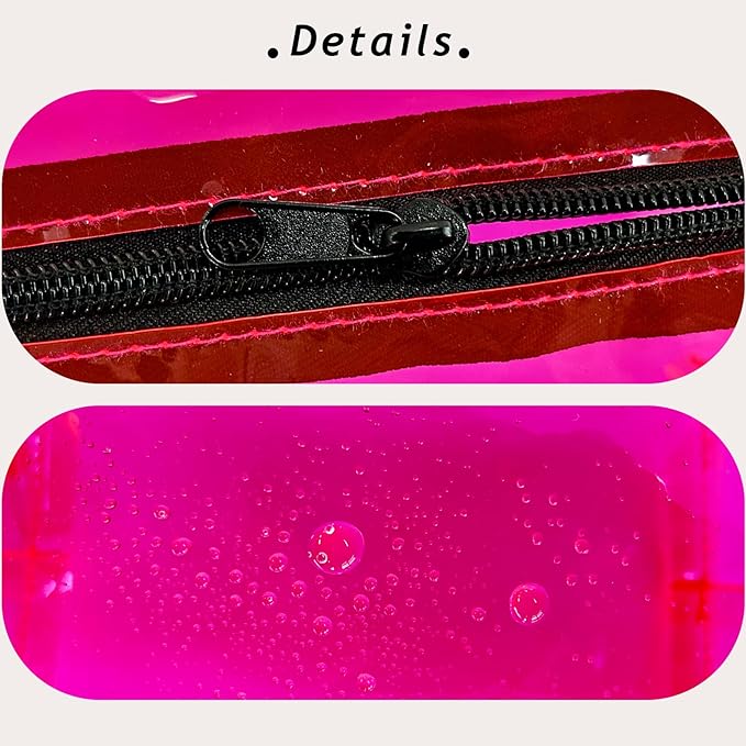 TSA Approved Clear PVC Toiletry Organizer Bag 2Pcs Multipurpose Transparent Pure Colour Travel Makeup Cosmetic Bag for Essentials (pink)