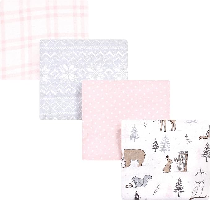 Hudson Baby Unisex Baby Cotton Flannel Receiving Blankets, Winter Forest, One Size
