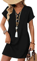WIHOLL Summer Dresses for Women with Sleeves Midi Dress Button Down Beach Vacation Casual Dresses Fashion Clothing