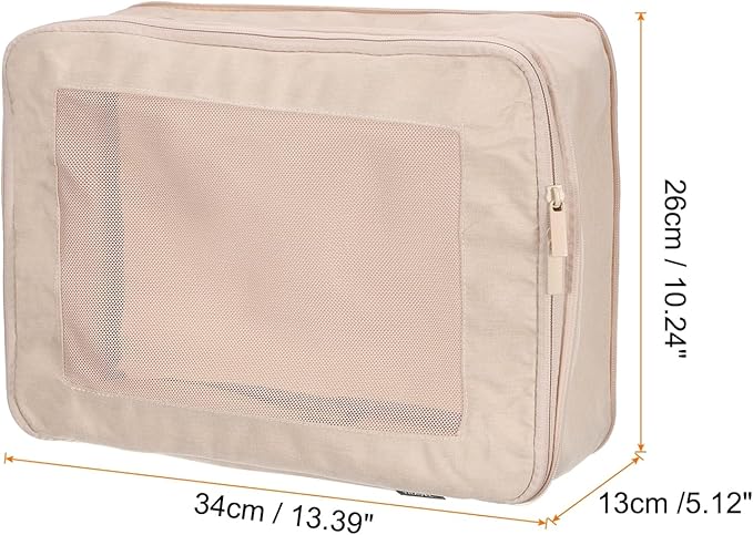 HARFINGTON Compression Packing Cube for Suitcases 34x26x13cm Lightweight Luggage Organizers Bag Travel Essentials Compression Bags for Carry on Suitcases, Beige