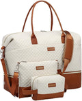 Weekender Bags for Women Travel, Overnight Bags Carry On Duffle Bag with Shoe Compartment for Airplane Large Tote Bag for Weekend Over Night, Hospital Bags, Women Gifts, Beige Brown