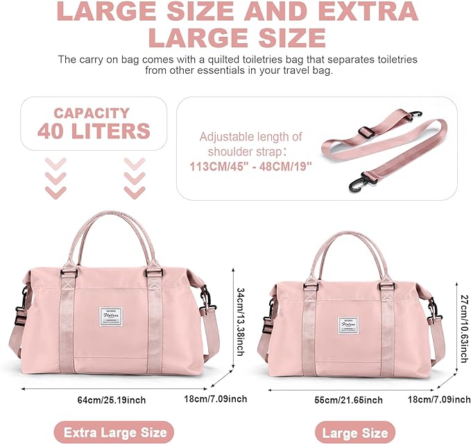 HYC00 Travel Duffel Bag,Carry-on Overnight Weekender Bags for Women,Sports Tote Gym Bag with Wet Pocket