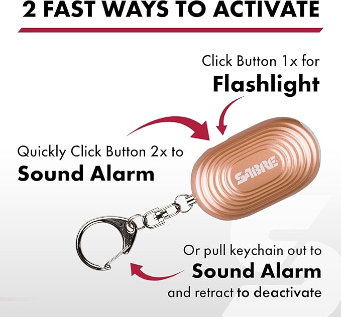 SABRE Personal Safety Kit with Pepper Spray and 2-in-1 Personal Alarm with LED Light, 0.54 fl oz, 25 Bursts,130dB Alarm, Audible Up to 1,250 Feet