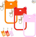 3 Pcs Silicone Case Compatible with Touchland Hand Sanitizer Spray Power Mist and Glow Mist 1FL. OZ., Portable Keychain Protective Case with Cute Ears, Hand Sanitizer Spray Accessory