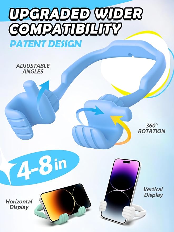 CALDEVER Stocking Stuffers for Men Women Teens Kids Gifts for Men Christmas: Thumbs Up Lazy Phone Stand Holder Funny Gadgets Teenage Boys Girls (Purple+Yellow+Black+White+Green+Grey+Blue+Pink, 8)