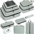 Mesh Packing Cubes for Travel, Durable Luggage Organizer with Sturdy Material and Double Zippers, Comprehensive Set for Travel Accessories Storage, 10 set, mint