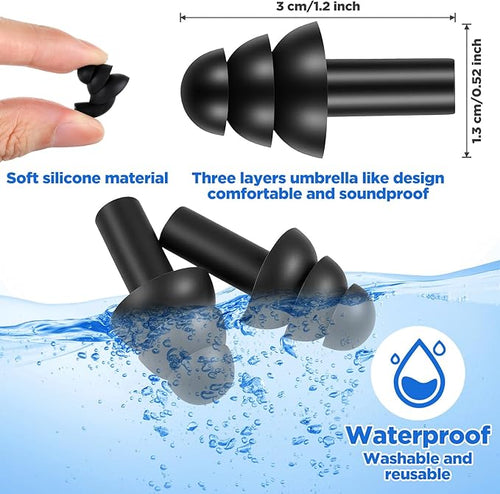 200 Pairs Silicone Ear Plugs Reusable Waterproof EarPlugs Sleeping Noise Cancelling Soft Foam Ear Plugs Hearing Protection for Swimming, Concerts, Shooting, Travel, and Construction