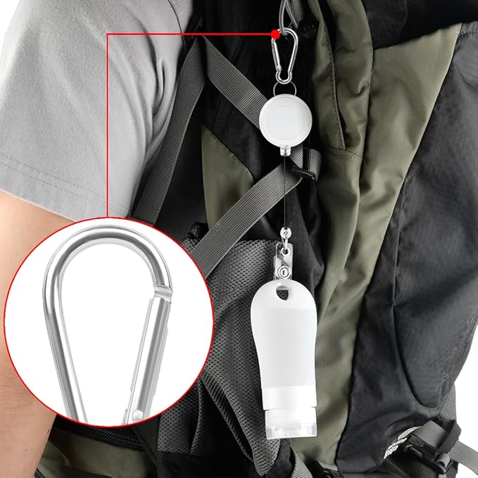 LUEXBOX 4 PACK Portable Travel Bottle Set, Leakproof Silicone Bottles with Stretchable Lanyard, Travel Sized Empty Liquid Bottles Container, Reusable, Squeezable and Refillable (White)