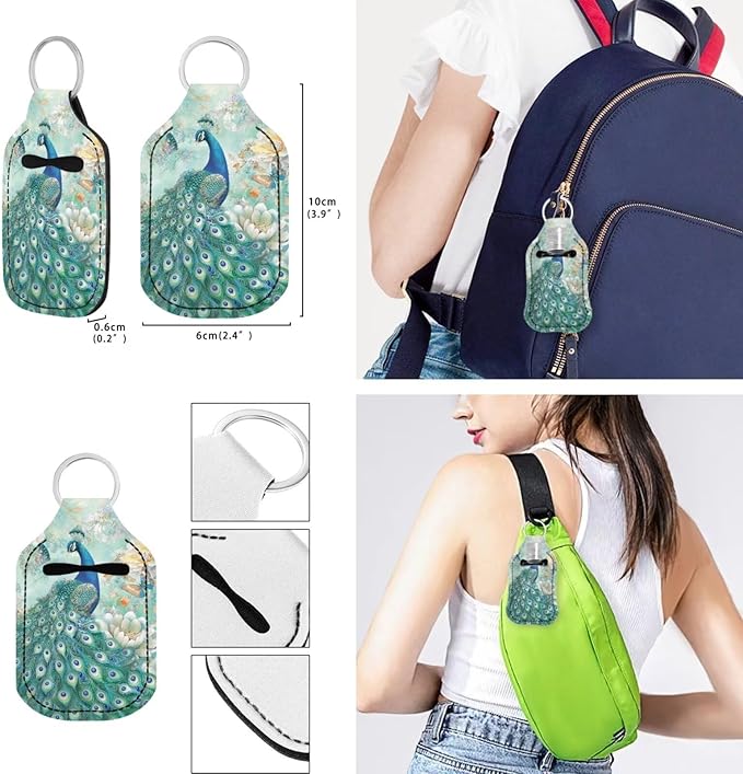 Suobstales 3Pcs Travel Bottles Keychain Holder Set,Travel Bottle Sleeves+Neoprene Chapstick Holders+Lanyard Keychain