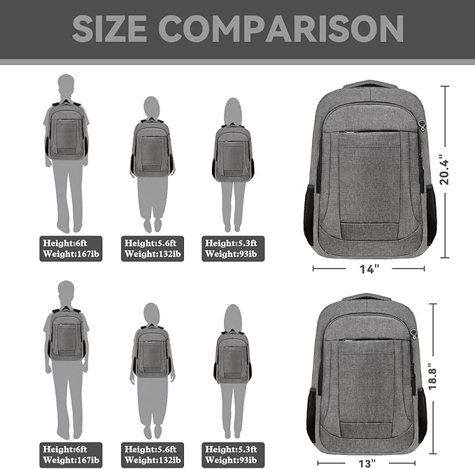 AREYTECO Travel Backpack, 18.4 Inch Extra Large Laptop Backpack Airline Approved, Business Anti Theft Sturdy Work Computer College High School Backpack Bag Fits 18 Inch Notebook for Men Women, Grey
