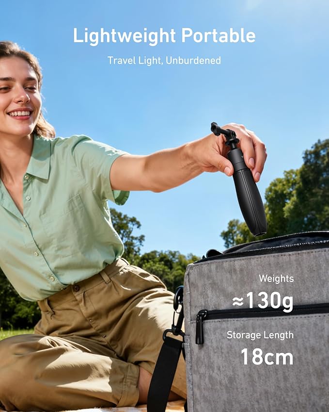 TELESIN 18.1'' Mini Selfie Stick Tripod for DJI OSMO Nano Action 6 5 4, Pocket 4 3, GoPro Hero 13 12, Insta360 X5 X4, Xtra Edge Camera Accessories, 360°Adjustable Monopod, Extended Handle Grip
