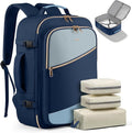 HOTOR Travel Backpack for Women – TSA-Friendly Travel Bag with Multiple Compartments & 3 Packing Cubes, Water-Resistant & Comfortable, Perfect for Travel Essentials, Blue, 17.3" x 13.0" x 7.9"