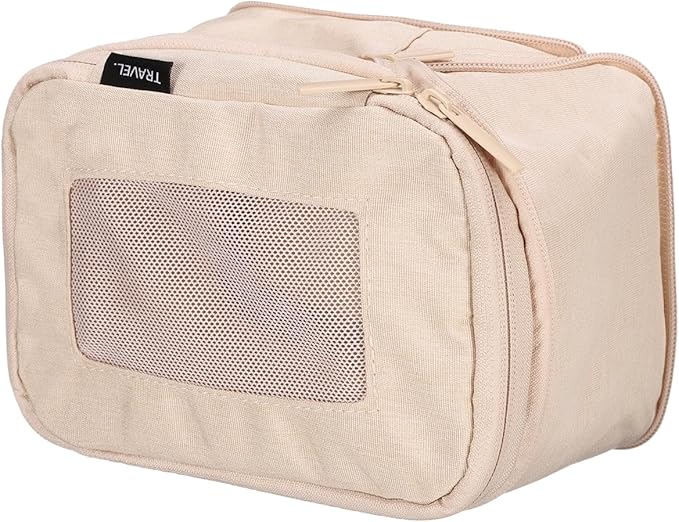 HARFINGTON Compression Packing Cube for Suitcases 18x12x13cm Lightweight Luggage Organizers Bag Travel Essentials Compression Bags for Carry on Suitcases, Beige