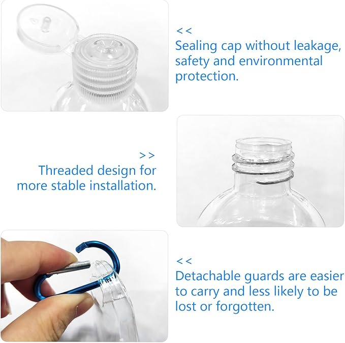Travel Bottles with Keychain (10 Pcs), 1.7oz (50ml) Portable Plastic Leakproof Squeeze Bottles Kits with Flip Cap - Empty Refillable Containers for Hand Sanitizer Shampoo Conditioner Body Wash Liquid