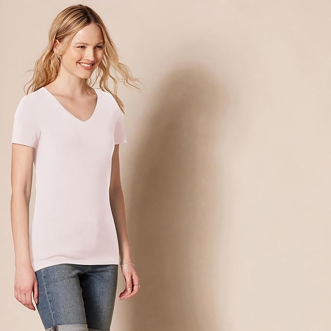 Amazon Essentials Women's Regular-Fit Short-Sleeve T-Shirt (Crewneck and V-Neck Options), Multipacks