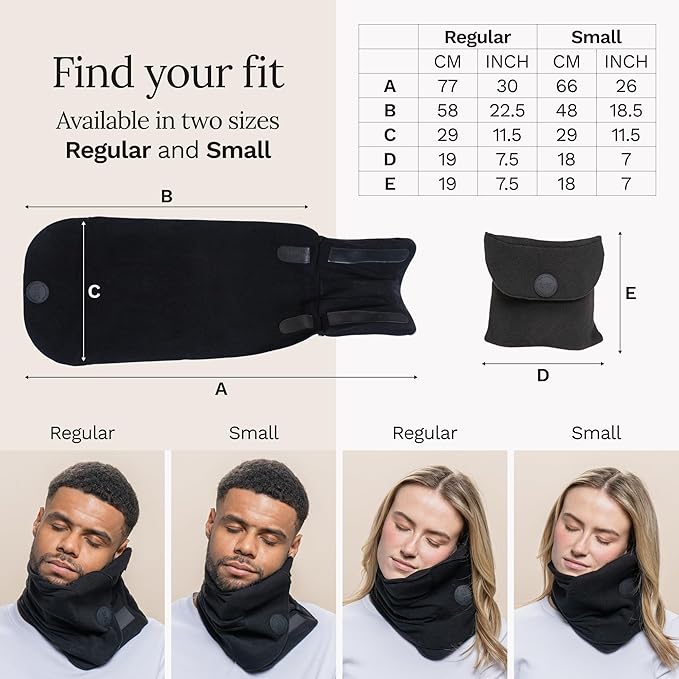 trtl Travel Pillow 2.0 – Scientifically Proven Super Soft Travel Pillow with Premium Head & Neck Support – for Airplane Travel – Machine Washable – Lightweight & Compact – Jet Black – Small