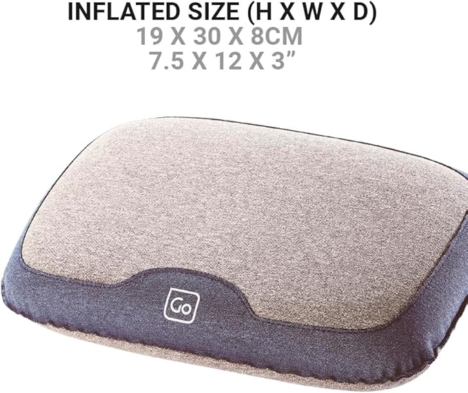 Go Travel Fusion Dual Pillow, Comfortable Travel Pillow for Uninterrupted Sleep and Lumbar Support, Inflatable Neck Pillow for Airplane, Bus, Car, and Train, Travel Essentials, Gray
