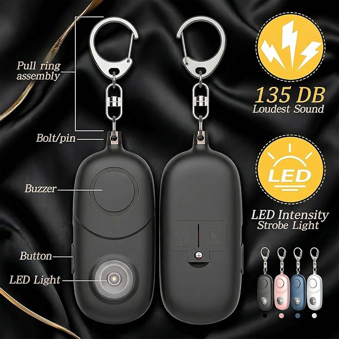 Personal Alarm for Women Keychain Alarm: Qoosea 135dB Emergency Keychain Siren with Strobe Light Loud Siren for Women Kids Students Seniors Emergency Self-Defense for Night Sports