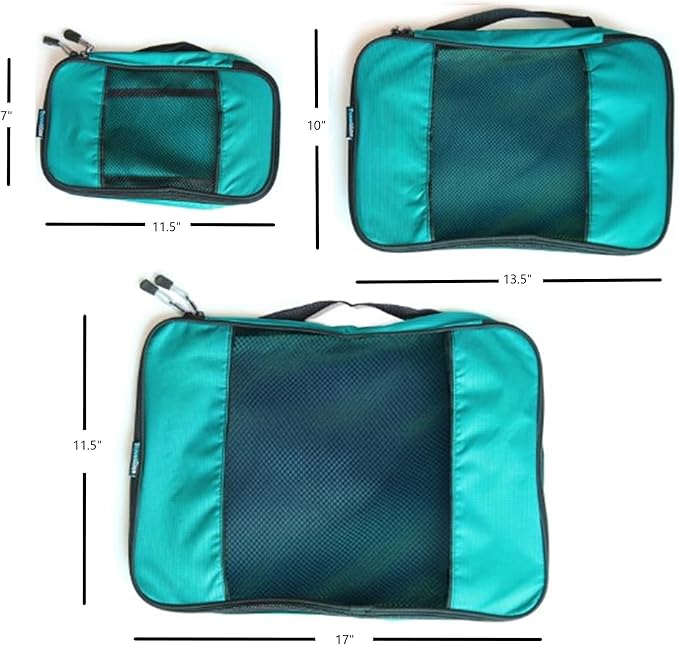TravelWise Packing Cubes - 3 Piece Set (Teal)