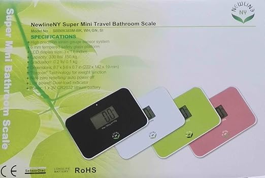 NewlineNY Auto Step On Super Mini Travel Bathroom Scale, 5.25" x 8.5" SBB0638SM: Strawberry Ice