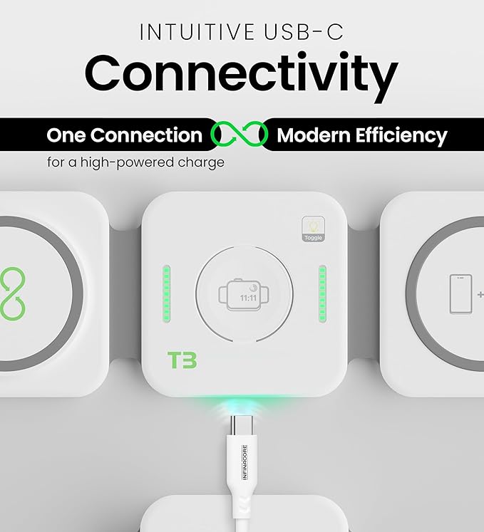 InfinaCore 3-in-1 Charging Station for Apple Devices - Travel Essentials- Magnetic Wireless Travel Charger - Foldable Charging Pad for Magsafe iPhone 16 15 14 13 12 Pro Max/Plus, AirPods & Apple Watch