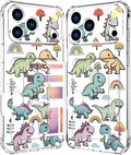 Compatible with iPhone 17 Pro Case Card Holder for Women Cute Design,Wallet Phone Cases Transparent Cool Kawaii Protective (Clear Lovely Dinosaurs)