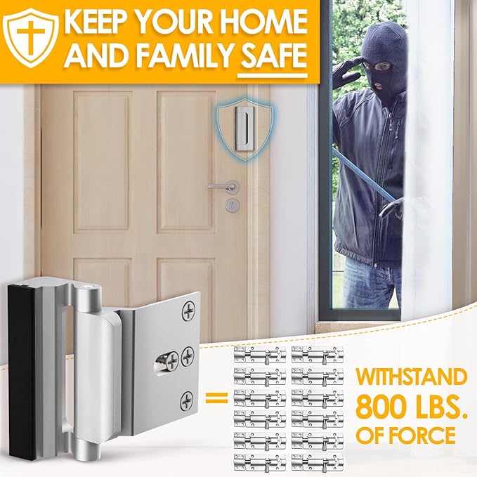 EverPlus Home Security Door Lock for Kids Safety, Childproof Reinforcement Latch for Front Door Withstand 800 lbs for Inside Swinging Doors, Upgraded Metal Child Safety Lock Defend Home