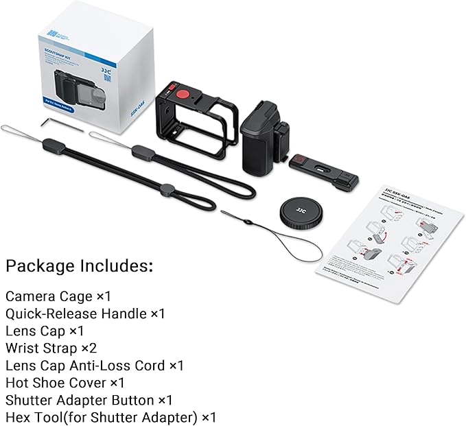 JJC Osmo Action 6 Handle Grip Kit for DJI Osmo Action 6 Accessories, with Extra Battery Slot, Street Photography Magnetic Grip & Metal Cage with Shutter Button, Cold Shoe, Lens Cap, Lanyard