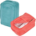 Foldable Travel Shoe Bag, Waterproof Shoe Pouches Organizer with Handle Travel Packing Cubes -Fitting for Storing (Sneakers/Sandals/Fitness Shoes) 2 Pcs & Pink/Light Blue