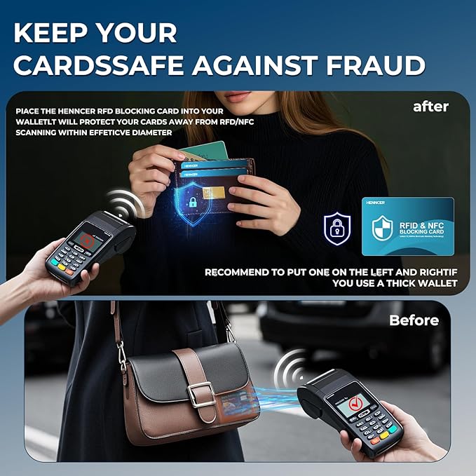 NEW RFID Blocking Card, 6 Pack Fuss Protection for Entire Wallet Shield, Credit Card Protector NFC Bank Debit Blocker, Identity Theft Prevention for Passport Travel Security (6) (6, Blue)